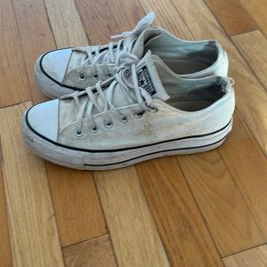 White converse low top platforms